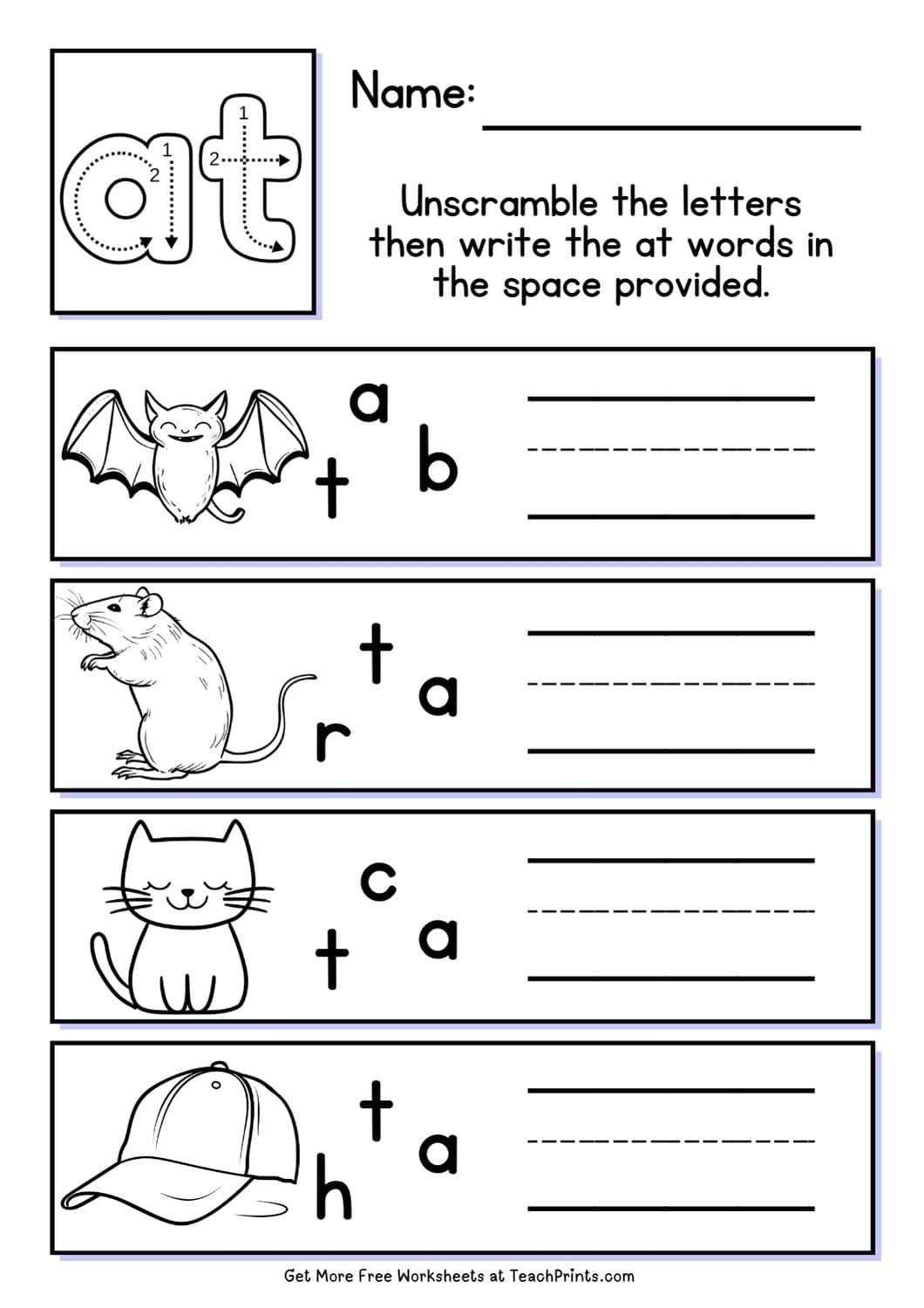 Free At Word Family Worksheets Teach Prints Free At Word Family Worksheets Teach Prints