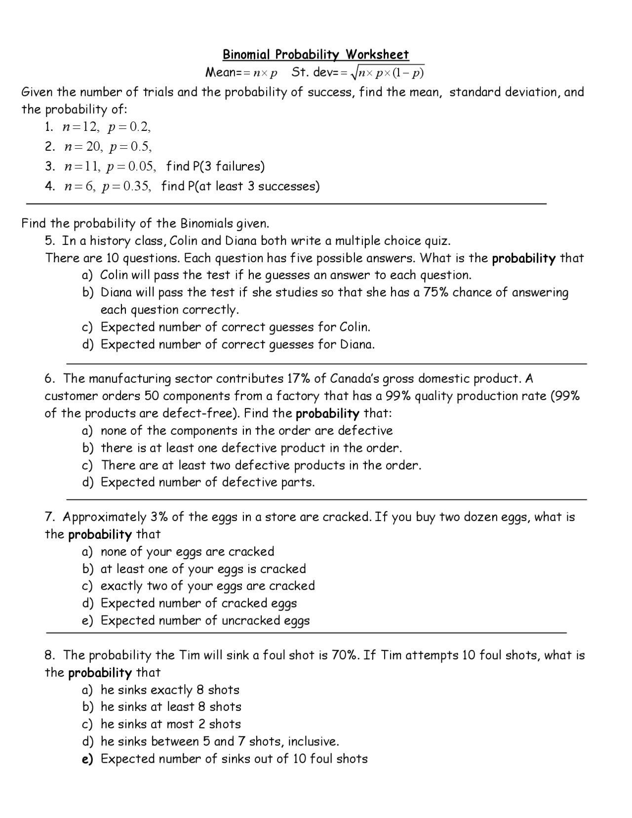Free Binomial Probability Worksheet Download Free Binomial Probability Worksheet Png Images Free Worksheets On Clipart Library