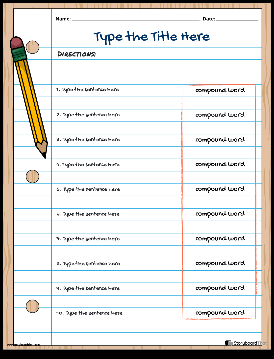 Free Compound Word Worksheets Storyboard That Templates Free Compound Word Worksheets Storyboard That Templates