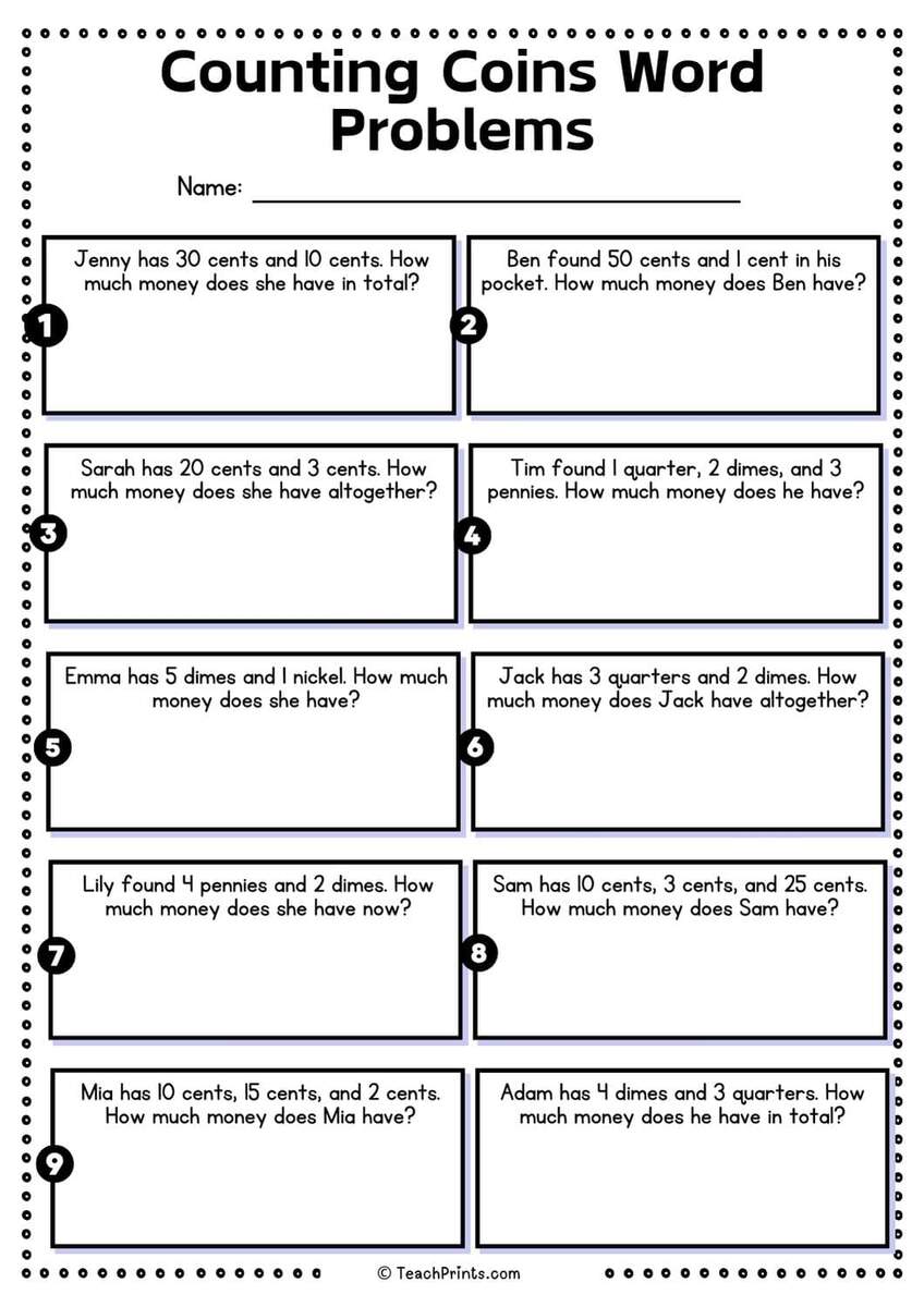Free Counting Money And Coins Worksheets Teach Prints