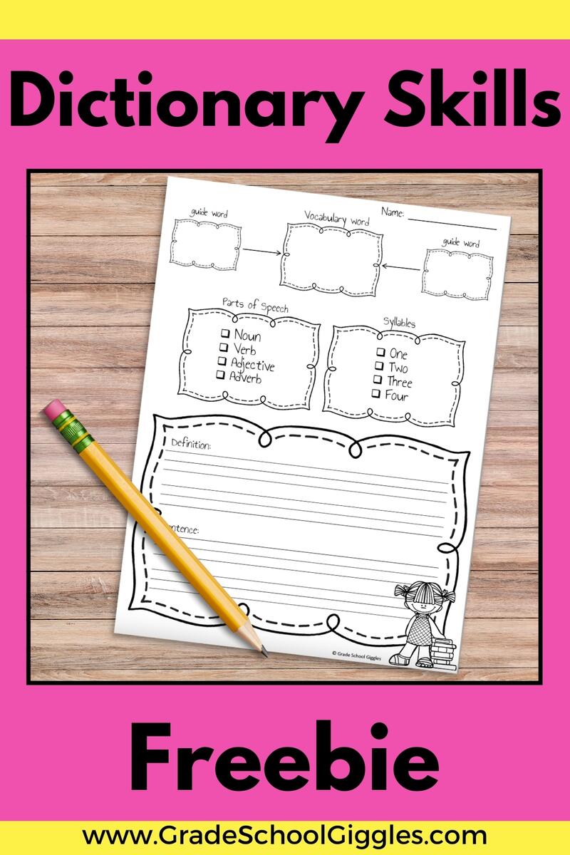 Free Dictionary Skills Sheet For Vocabulary Words Grade School Giggles Free Dictionary Skills Sheet For Vocabulary Words Grade School Giggles