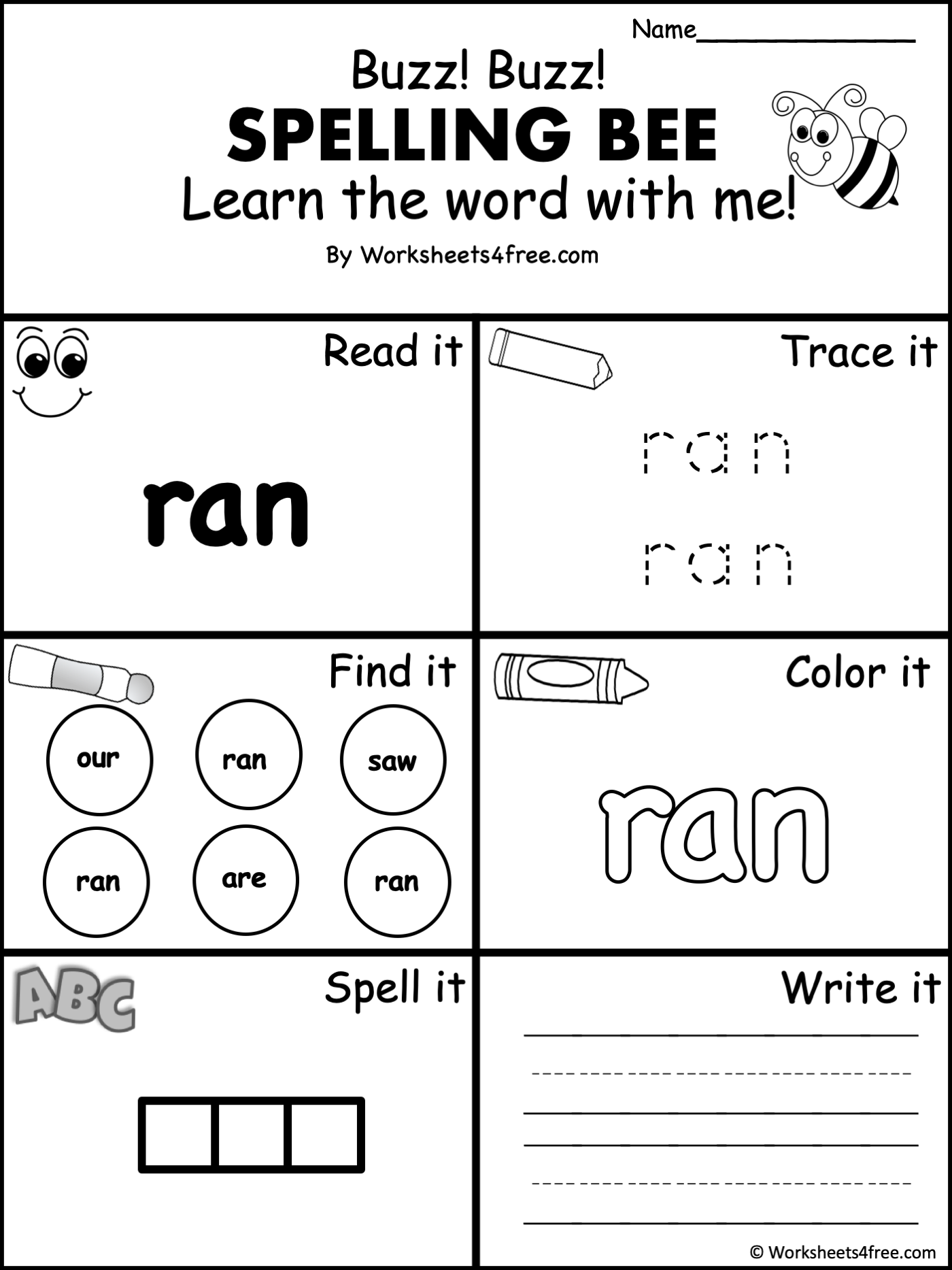 Free Dolch Sight Word Worksheet Ran Worksheets4Free