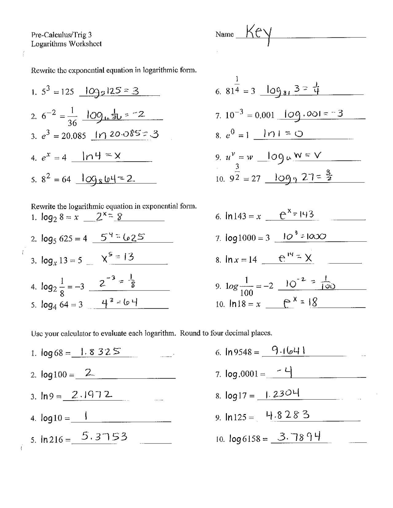 Free Logarithmic And Exponential Equations Worksheet Download Free Logarithmic And Exponential Equations Worksheet Png Images Free Worksheets On Clipart Library