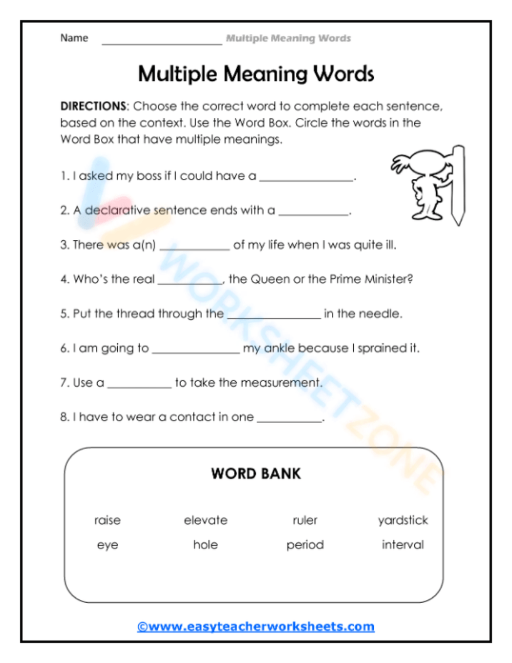Free Multiple Meaning Words Worksheets For Teaching Worksheets Library
