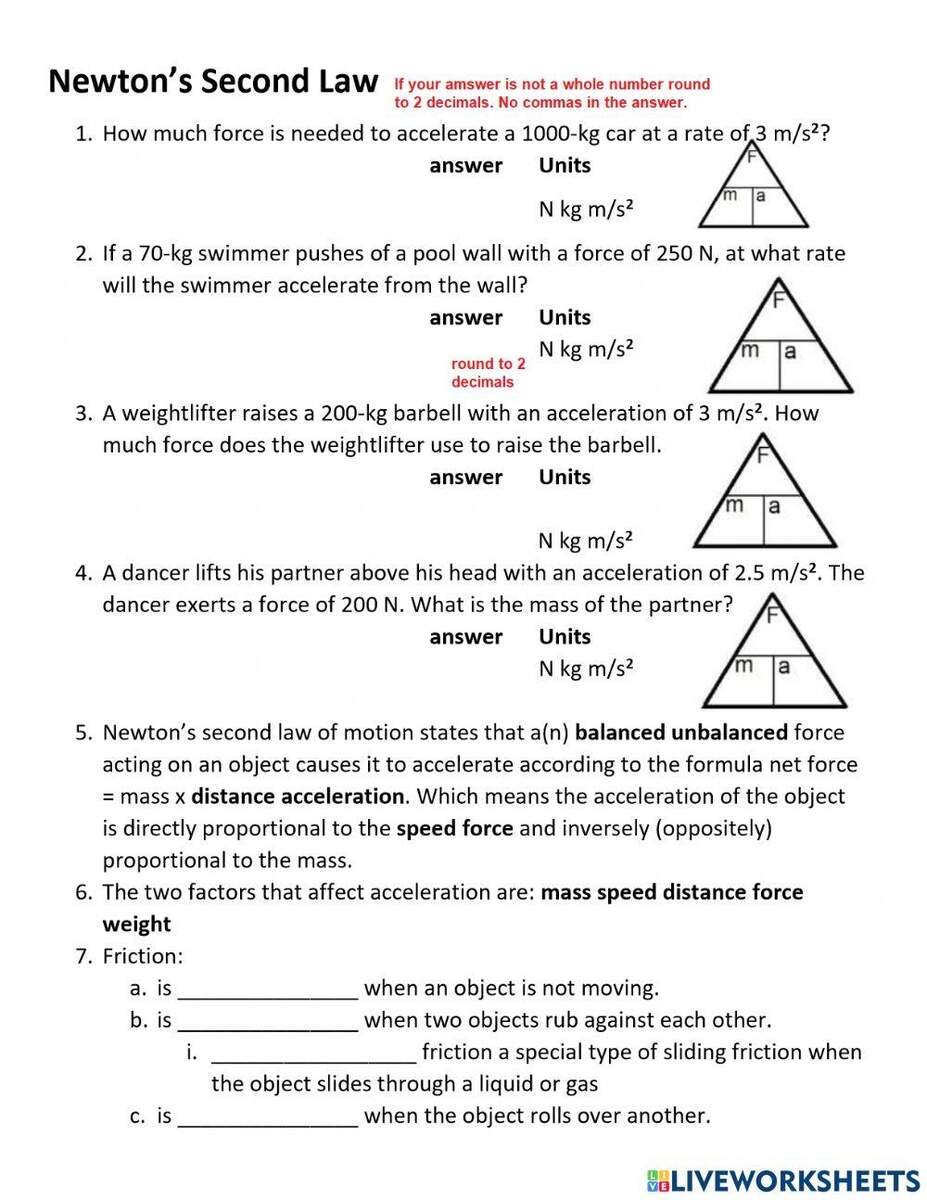 Free Newton S Second Law Problems Worksheet Download Free Newton S Second Law Problems Worksheet Png Images Free Worksheets On Clipart Library