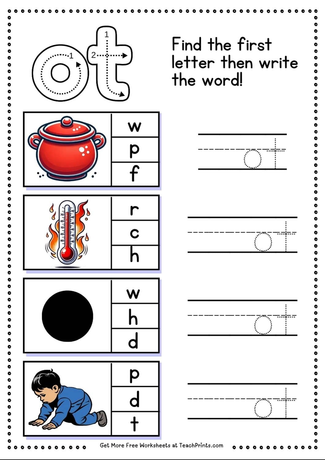 Free Ot Word Family Worksheets Teach Prints