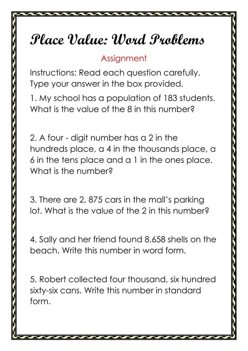 Free Place Value Word Problems Worksheet Download Free Place Value Word Problems Worksheet Png Images Free Worksheets On Clipart Library