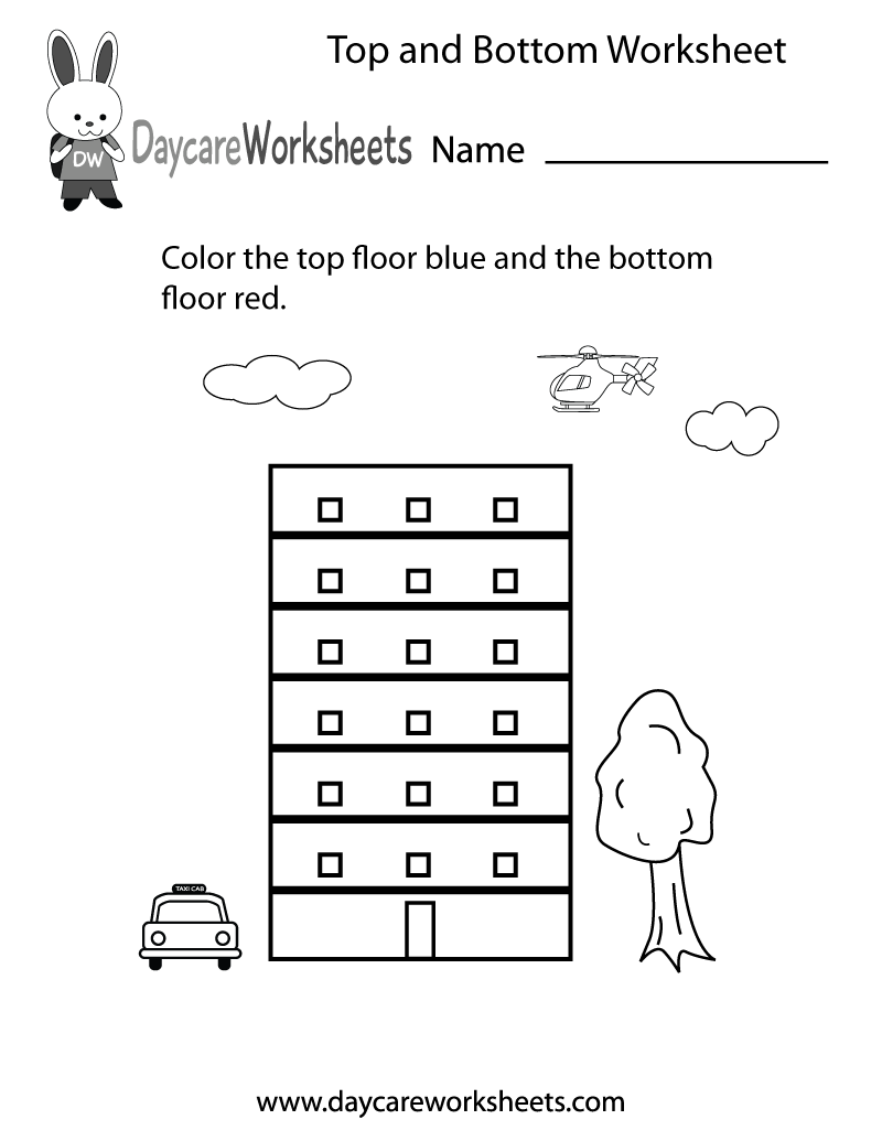 Free Preschool Top And Bottom Worksheet Teaching Positional Words To Kinders Worksheets And Activities