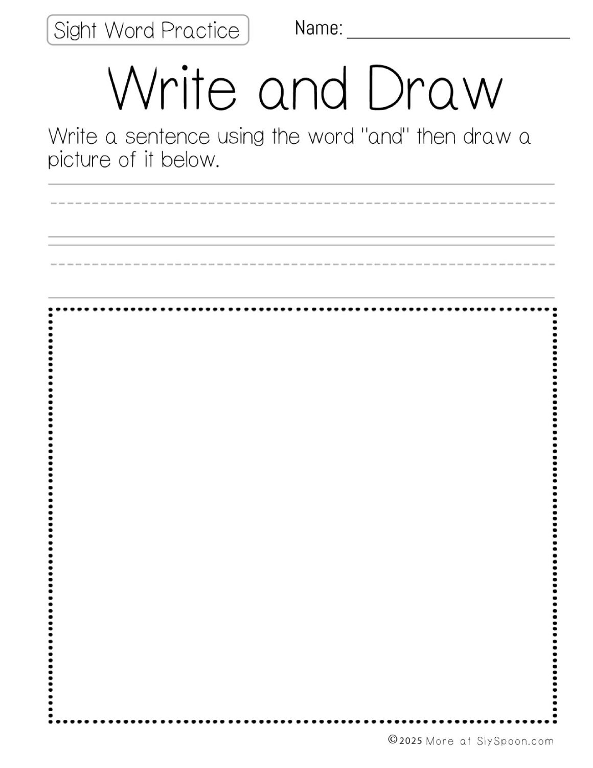 Free Printable And Sight Word Worksheets For Kindergarten First Grade Sly Spoon Free Printable And Sight Word Worksheets For Kindergarten First Grade Sly Spoon