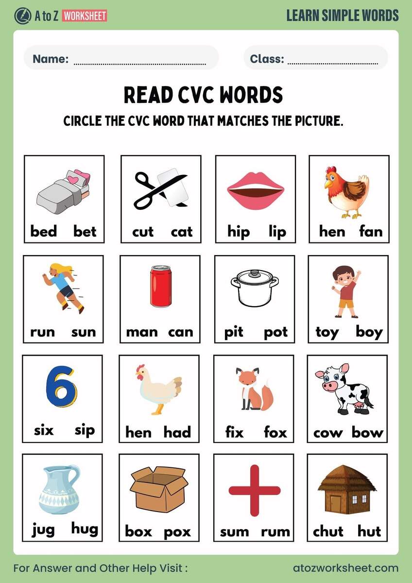 Free Printable CVC Words Worksheets For Kids PDF With Answers A To Z Worksheet CVC Words Worksheet Color The Word Phonics Printable PDF Etsy