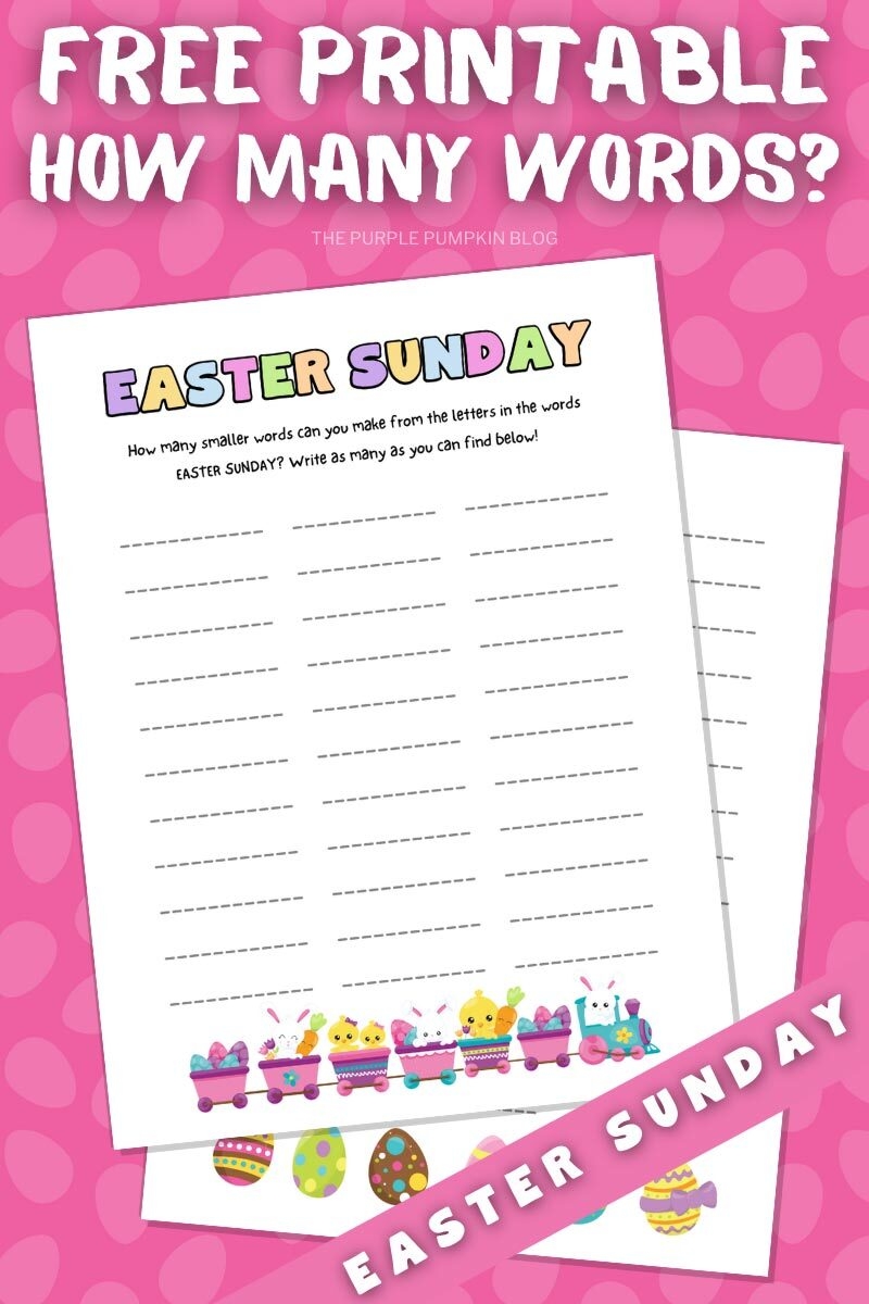 Free Printable Easter Sunday Word Finding Game How Many Words