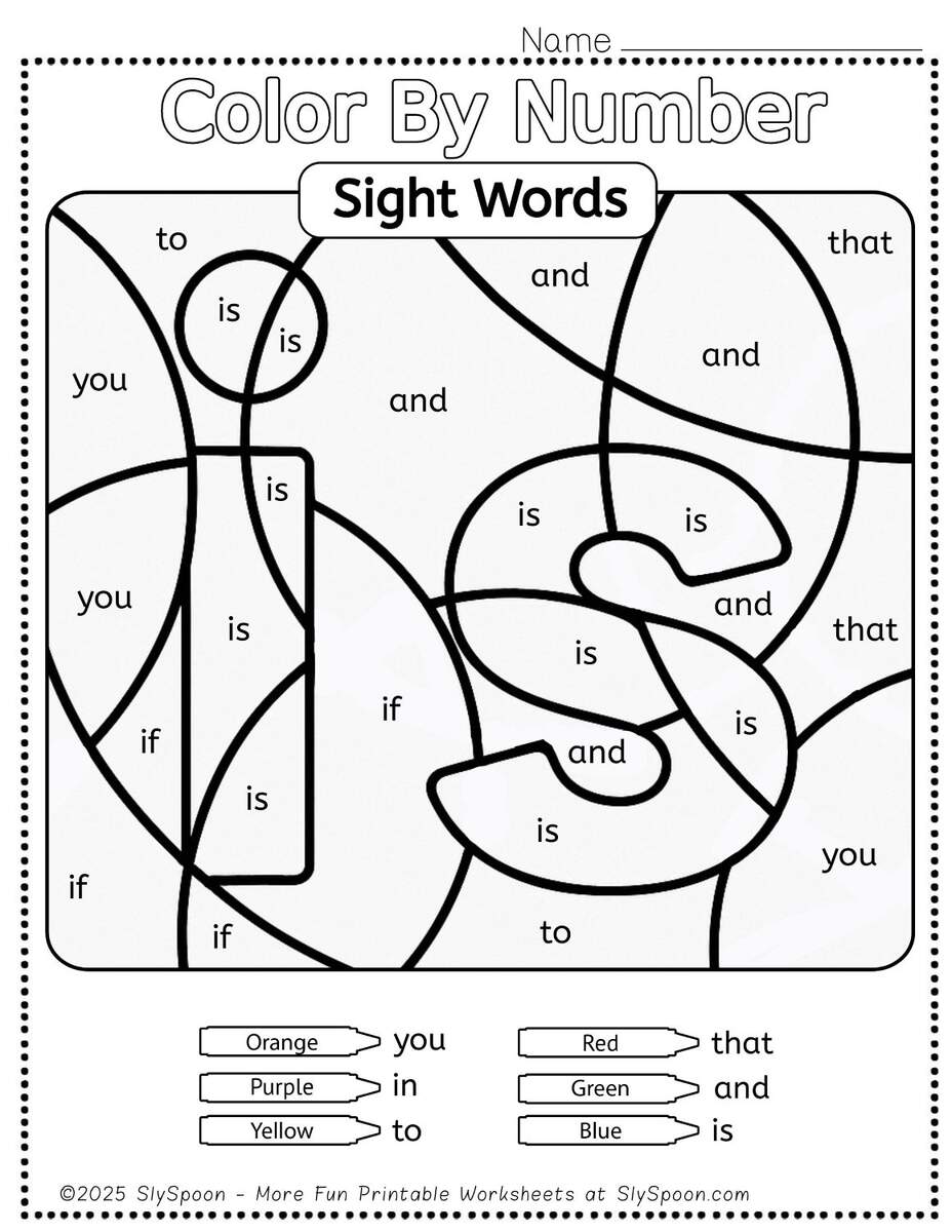 Free Printable Is Sight Word Worksheets For Kindergarten First Grade Sly Spoon Is Sight Word Worksheet