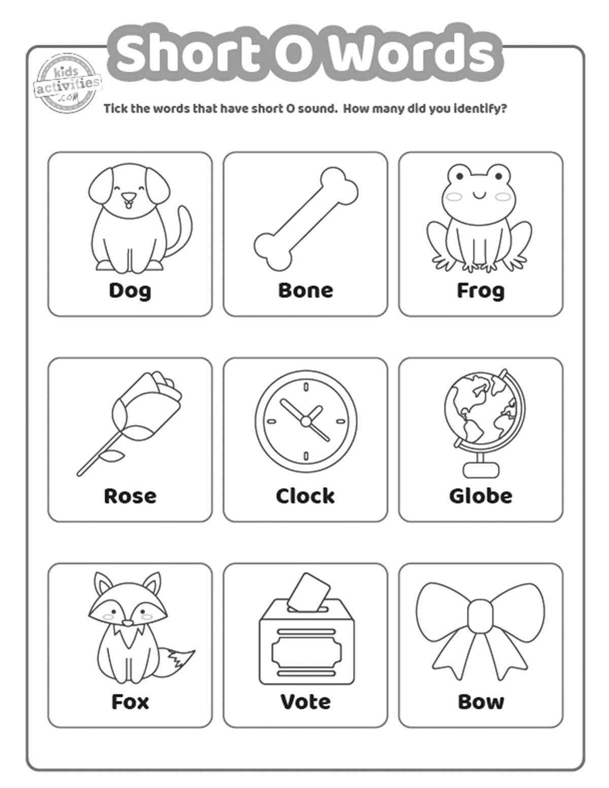 119 Short O Words Free Printable List Literacy Learn
