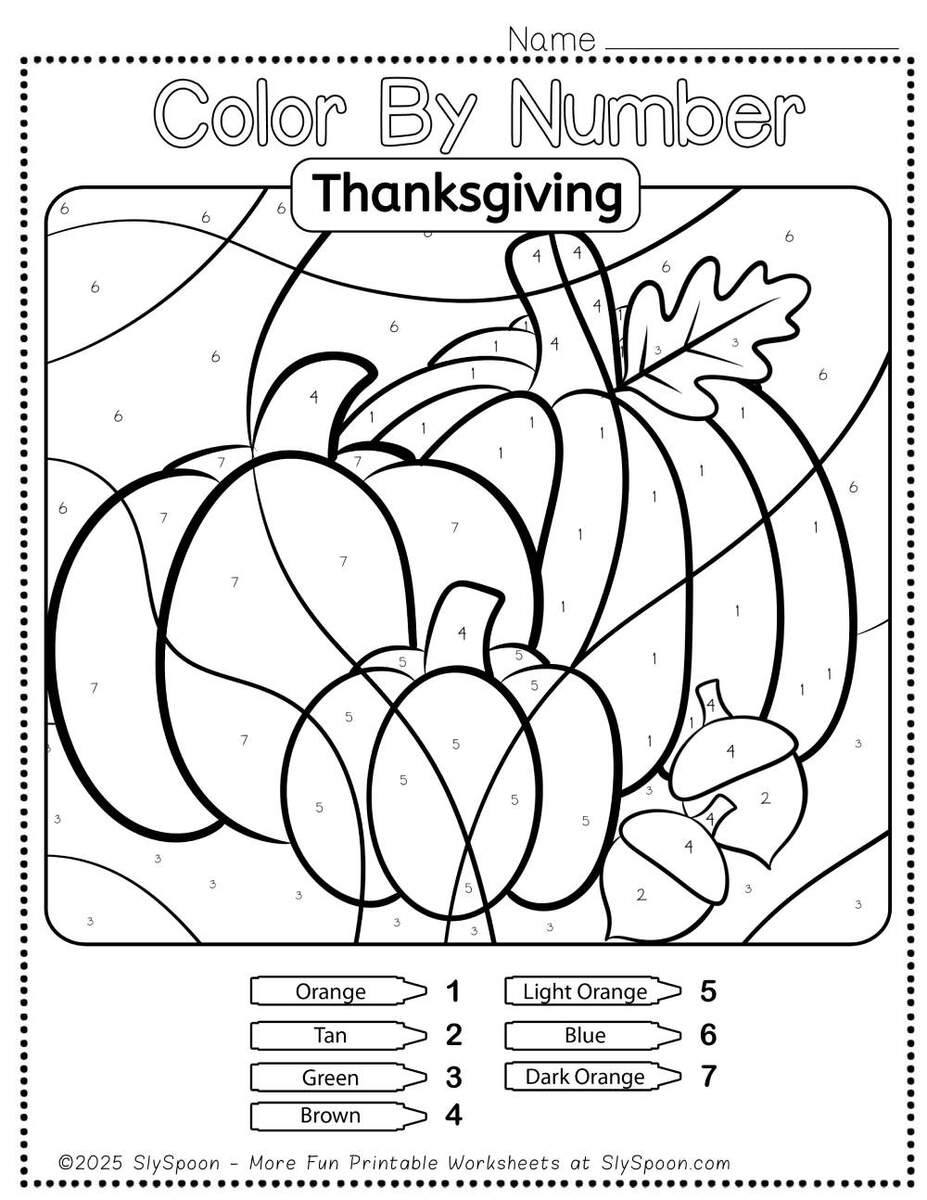 Free Printable Thanksgiving Color By Number Pages For Kids Sly Spoon