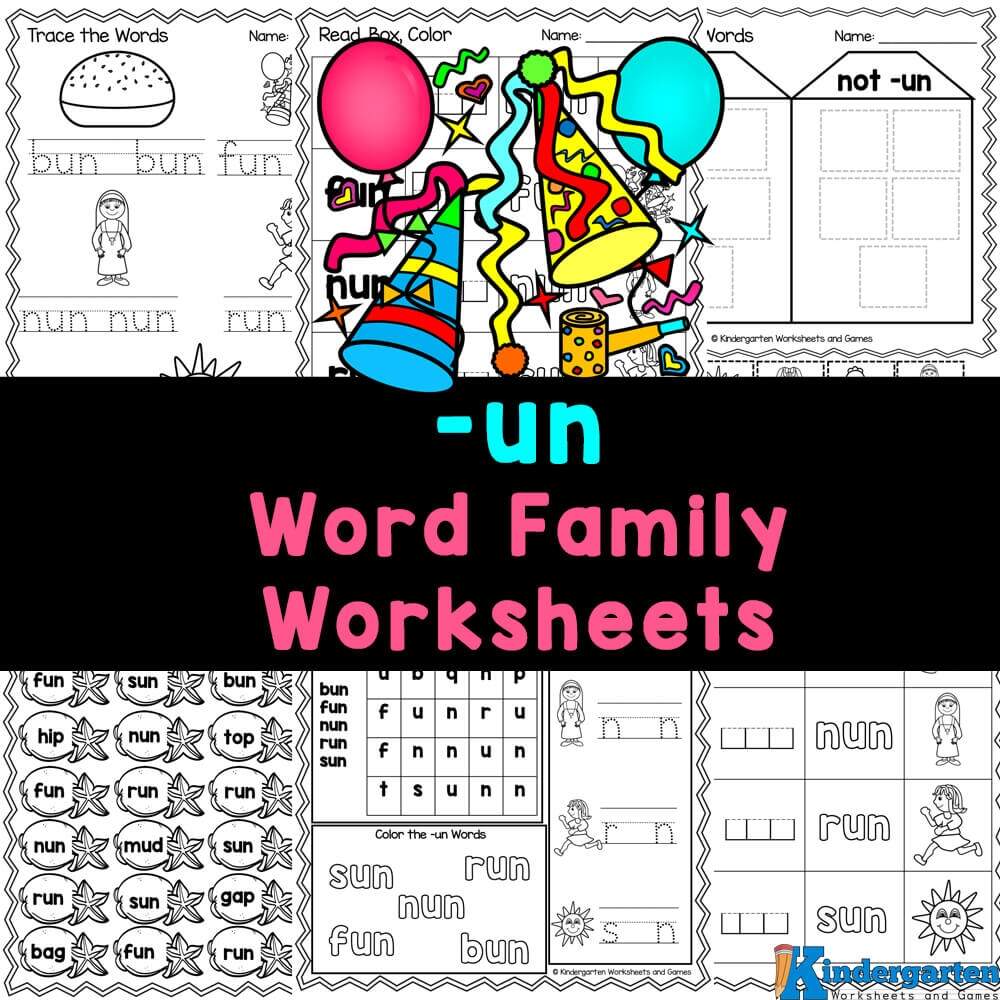 FREE Printable Un Word Family Worksheets For Kindergarten FREE Printable Un Word Family Worksheets For Kindergarten