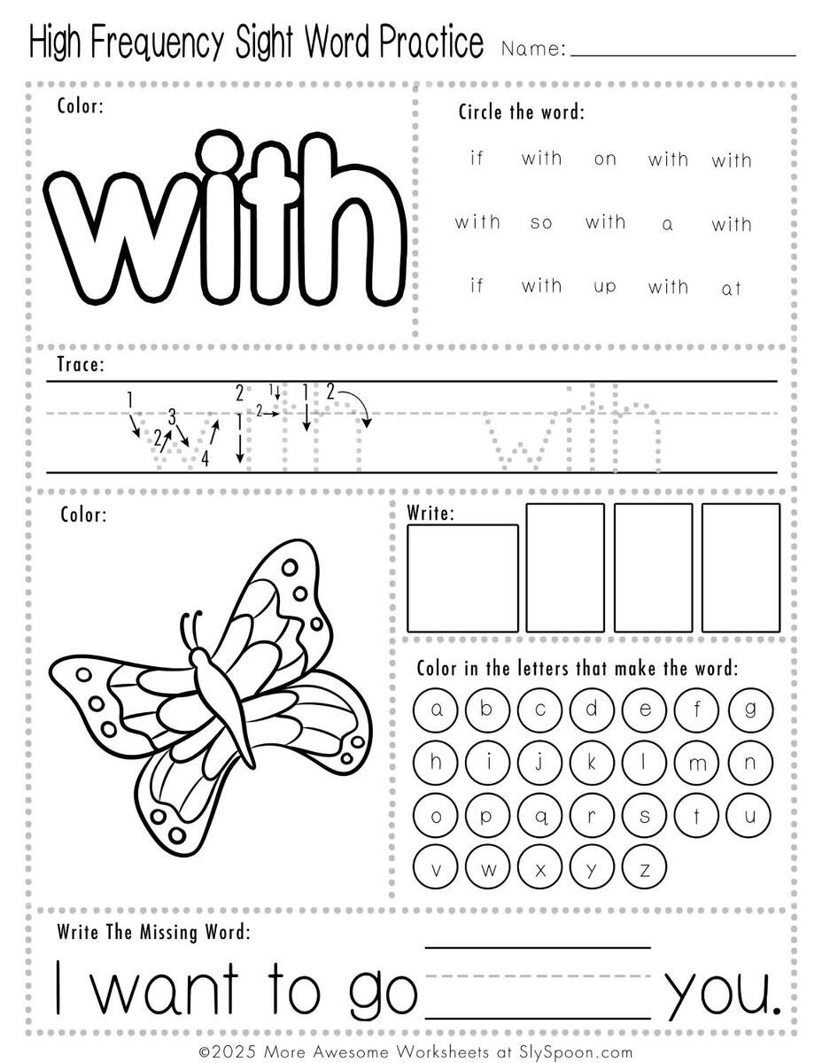 Free Printable With Sight Word Worksheets For Kindergarten First Grade Sly Spoon Free Printable With Sight Word Worksheets For Kindergarten First Grade Sly Spoon