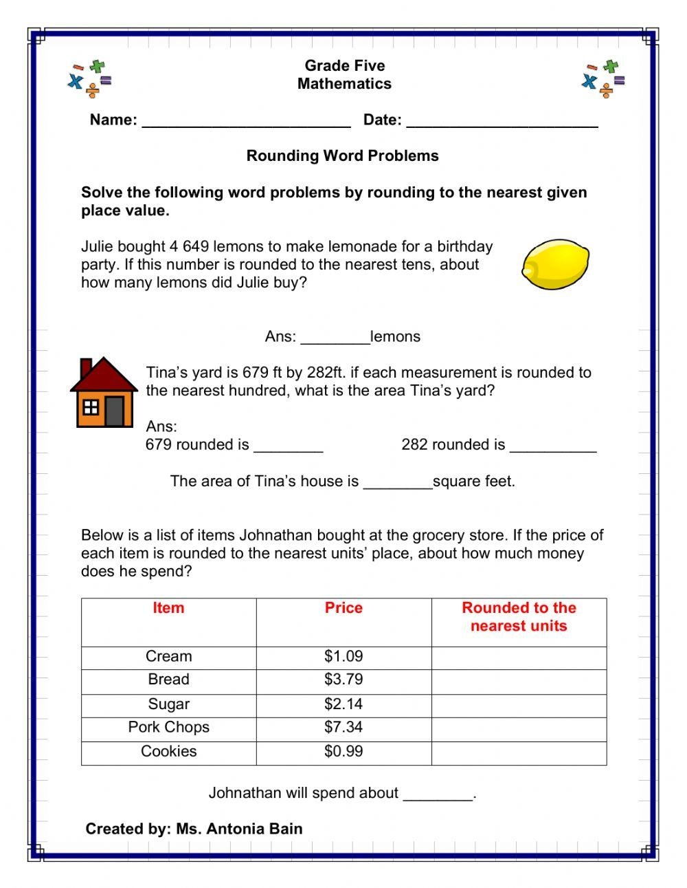Free Rounding Word Problems Worksheet Download Free Rounding Word Problems Worksheet Png Images Free Worksheets On Clipart Library