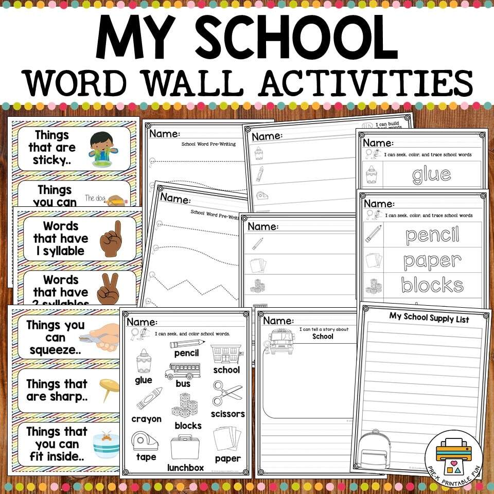 Free School Word Wall Cards Pre K Printable Fun Free School Word Wall Cards Pre K Printable Fun