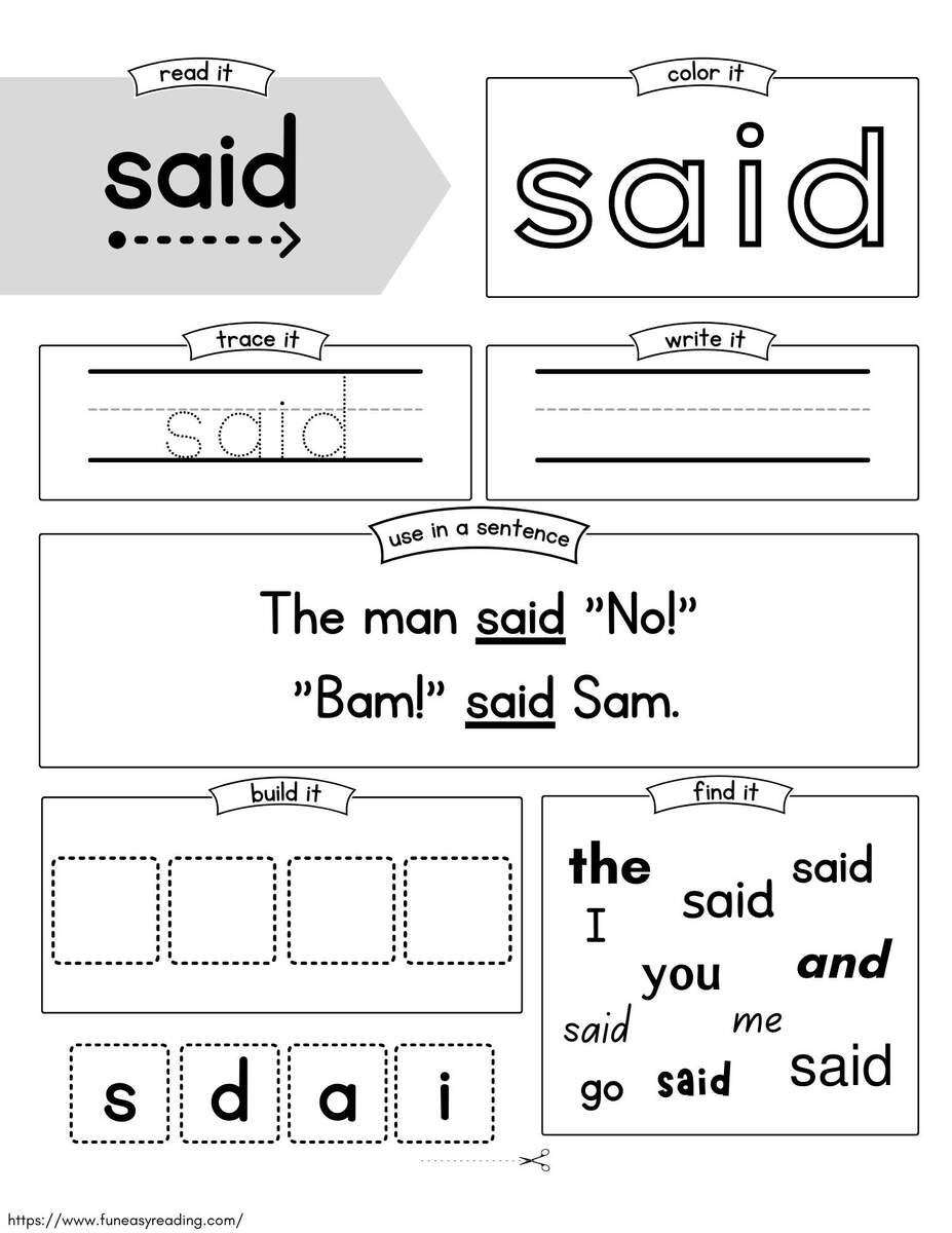 Free Sight Word Worksheets For Reading Free Sight Word Worksheets For Reading