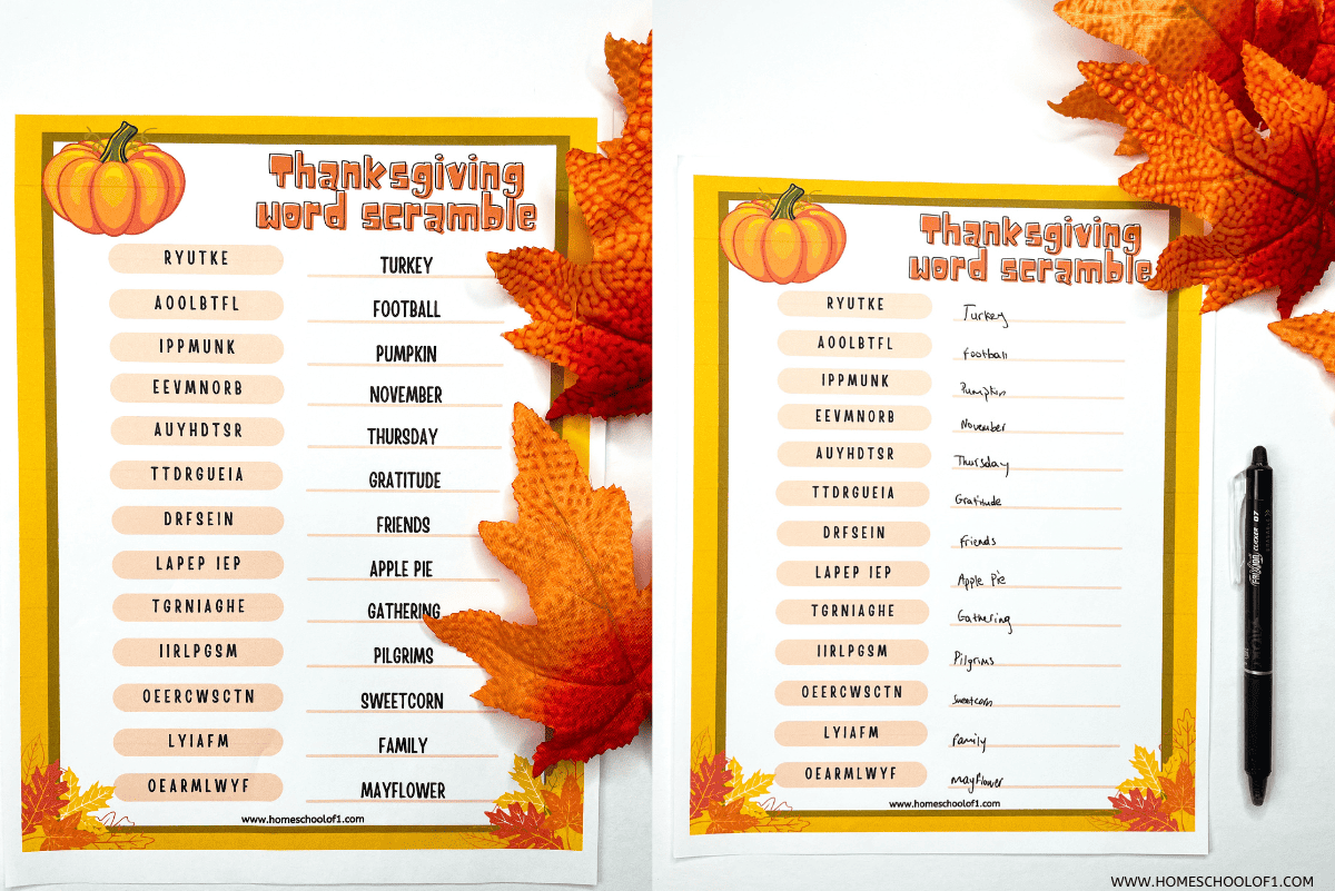 Free Thanksgiving Word Scramble Printable With Answers Free Thanksgiving Word Scramble Printable With Answers