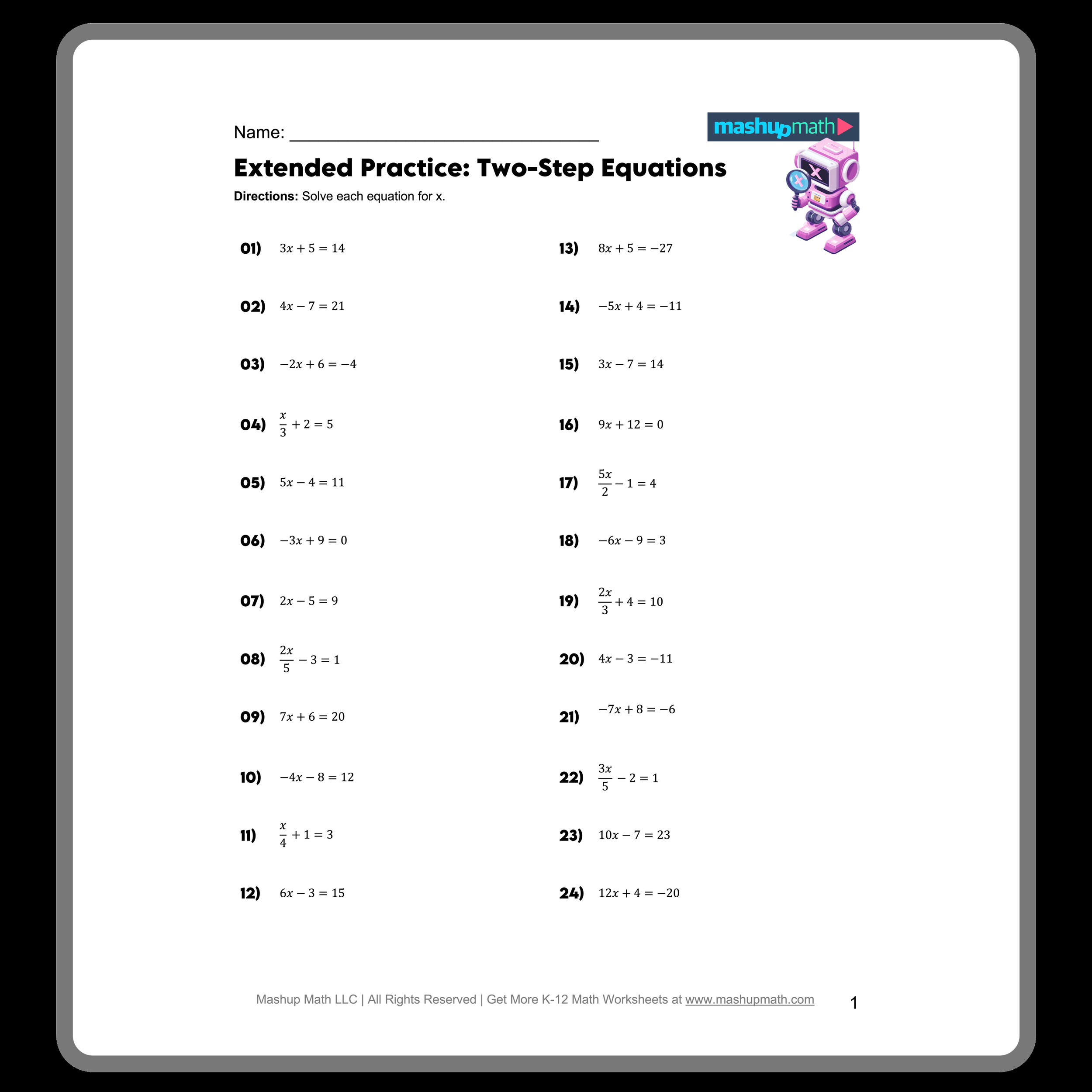 Free Two Step Equations Worksheets Mashup Math One Variable Word Problems Notes And Worksheets Lindsay Bowden Worksheets Library