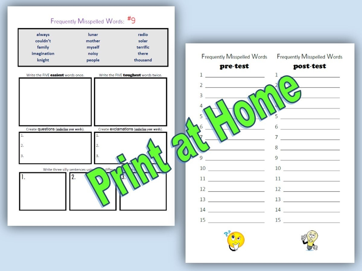 Frequently Misspelled Words 2nd Grade 3rd Grade Digital Download Educational Workbook Homeschool Printable PDF Print At Home Etsy