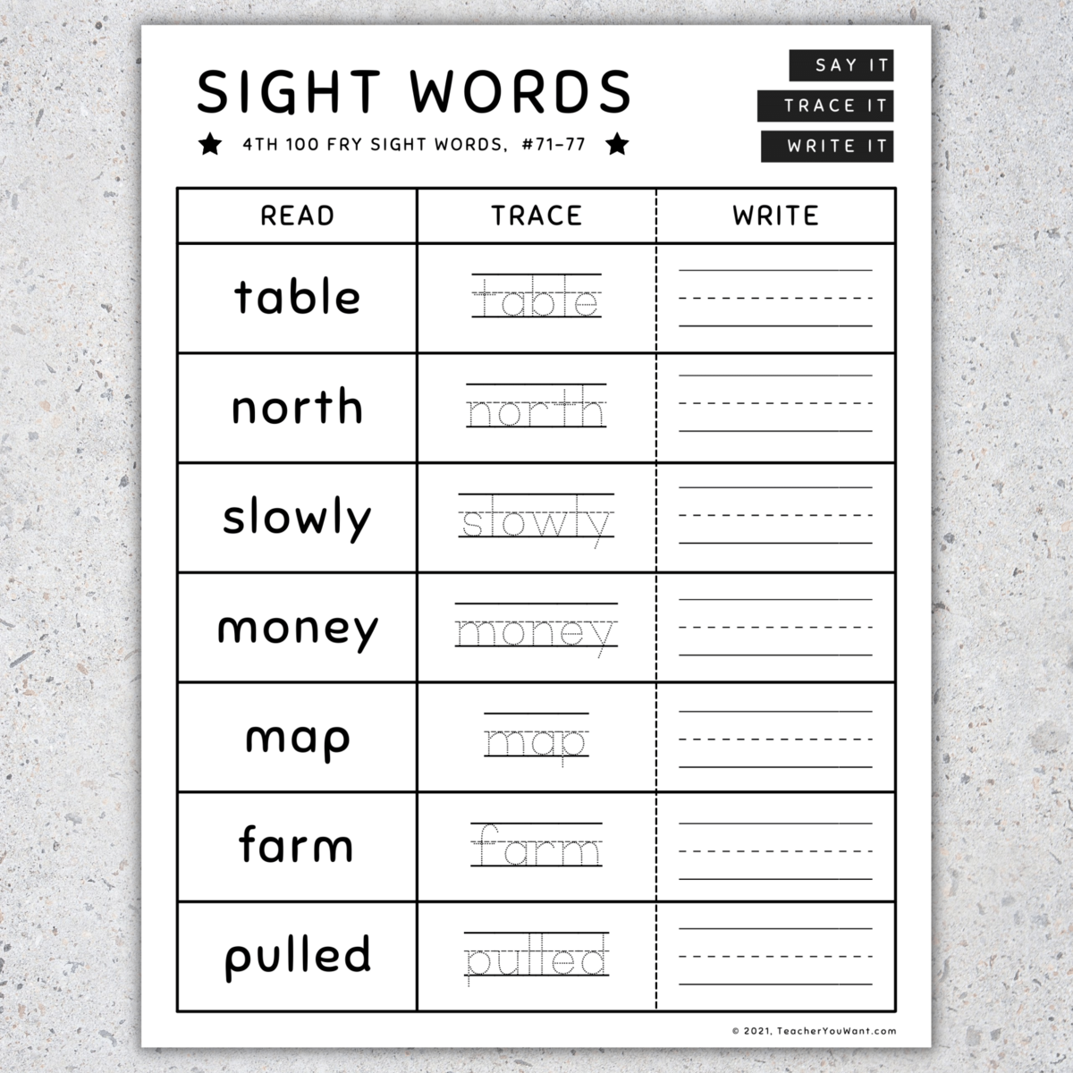 Fry Sight Words Read Trace Write Worksheets 301 400 SET 4 Made By Teachers
