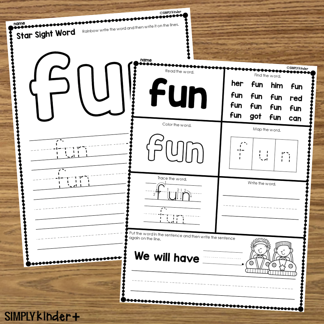 Fun Sight Word Printable Activities Simply Kinder Printable Membership Read It Trace It Write It Fry S Second 100 Sight Words Fun Early Learning