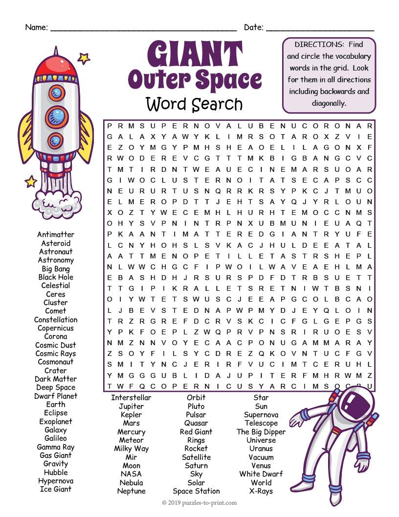 Space Word Search WordMint