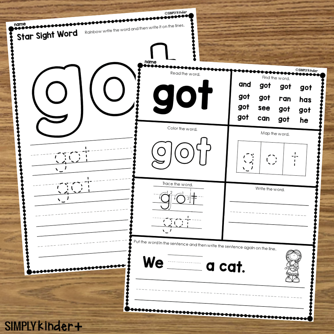 Got Sight Word Printable Activities Simply Kinder Printable Membership Got Sight Word Printable Activities Simply Kinder Printable Membership