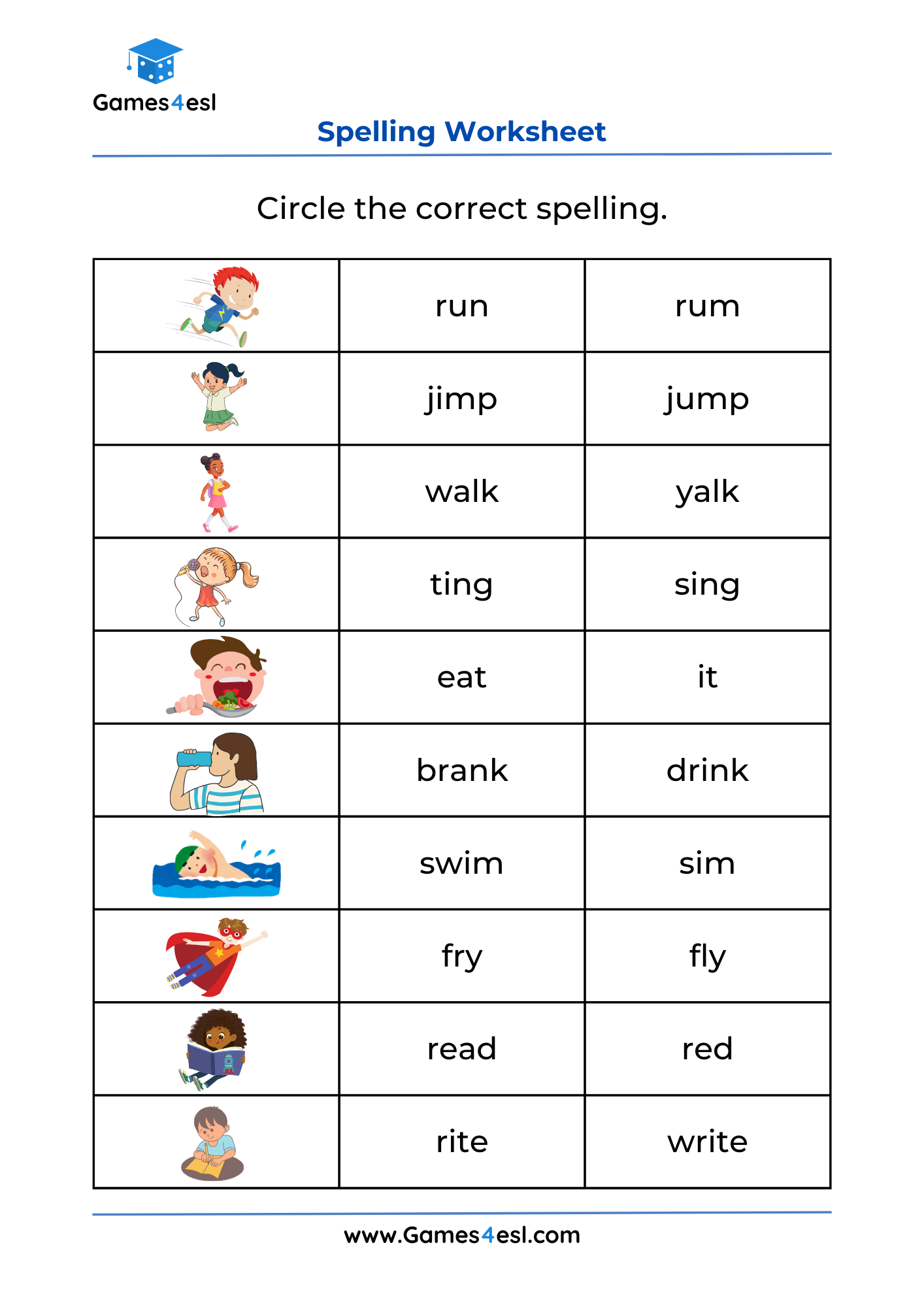 Grade 1 Spelling Worksheets Games4esl Free Spelling Worksheets Worksheets Get Worksheet