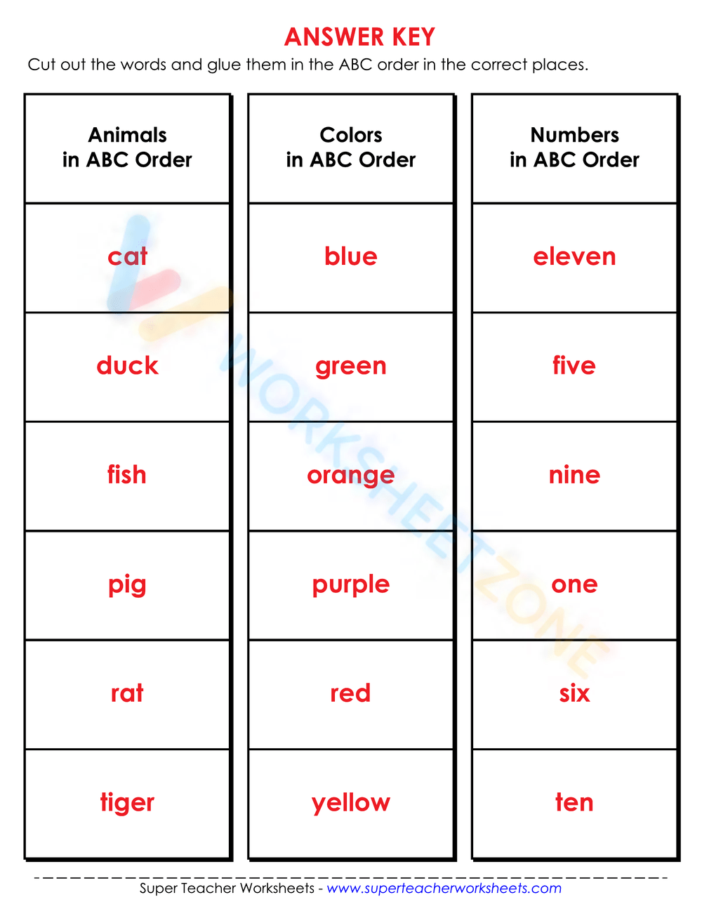 Grade 3 Alphabetical Order Worksheets