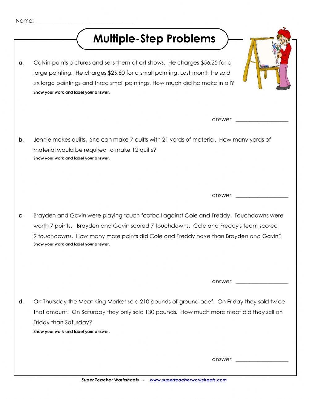 Grade 5 Multi Step Word Problems Online Exercise For Worksheets Library