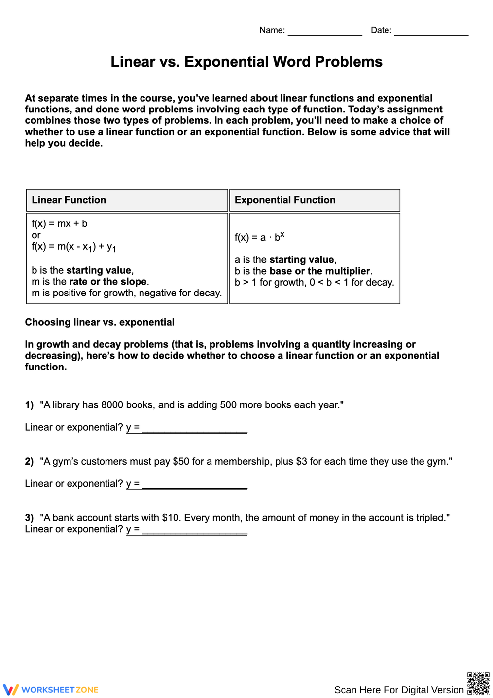 Graphing Exponential Functions Worksheets Graphing Exponential Functions Worksheets