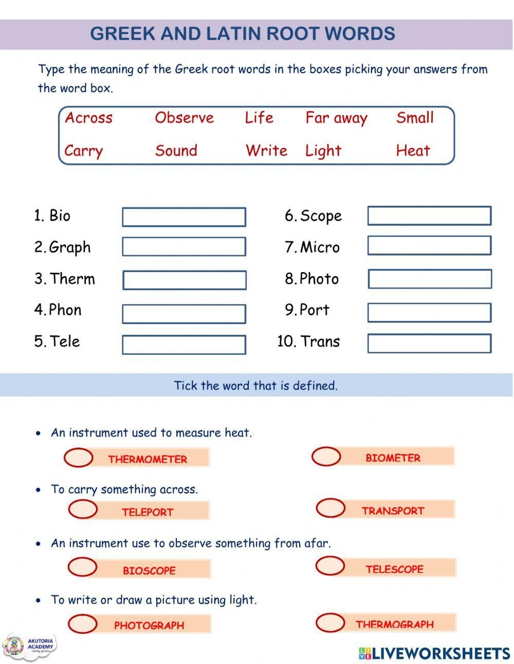 Greek And Latin Root Words Activity Worksheets Library Greek And Latin Root Words Activity Worksheets Library