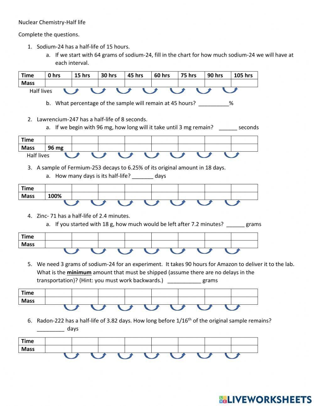 Half Life Problems Worksheet Worksheets Library Half Life Problems Worksheet Worksheets Library
