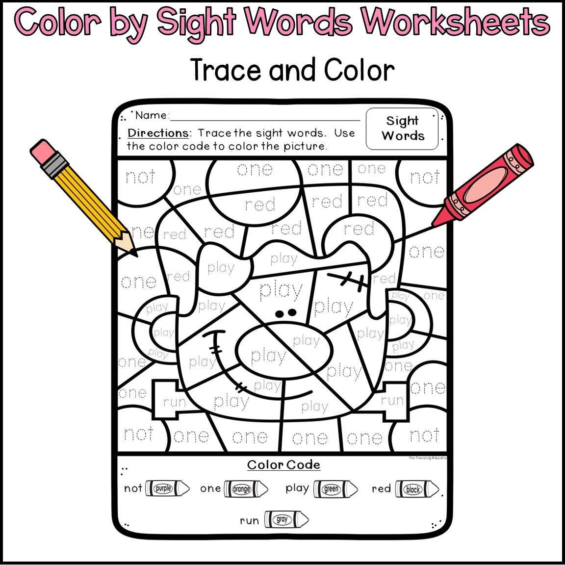 Halloween Color By Sight Words For Pre K And Kindergarten The Traveling Educator