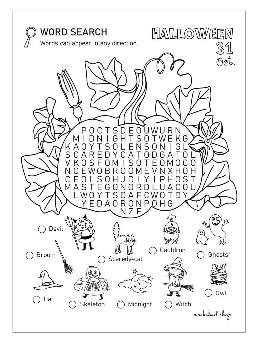 Halloween Pumpkin Word Search Worksheet Shop Halloween Pumpkin Word Search Worksheet Shop