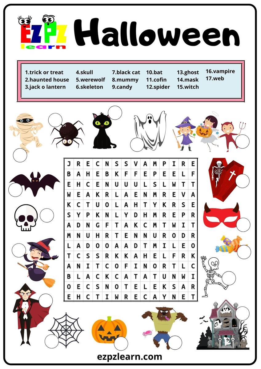 Halloween Word Search 2 Ezpzlearn Halloween Word Search 2 Ezpzlearn