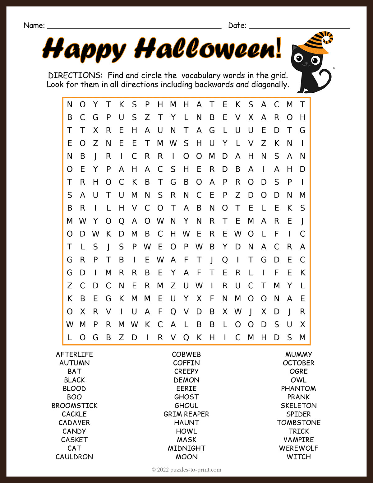 Halloween Word Search Halloween Pumpkin Word Search Worksheet Shop
