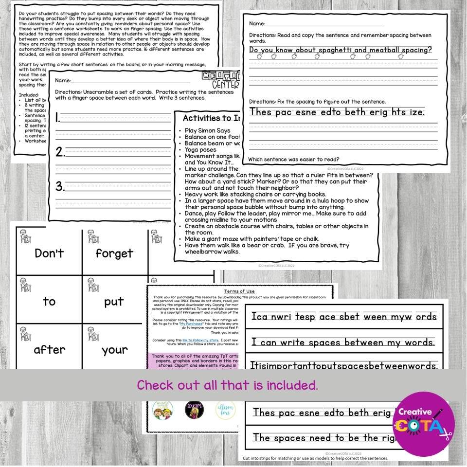 Handwriting Spacing Between Words Your Therapy Source Handwriting Spacing Between Words Your Therapy Source