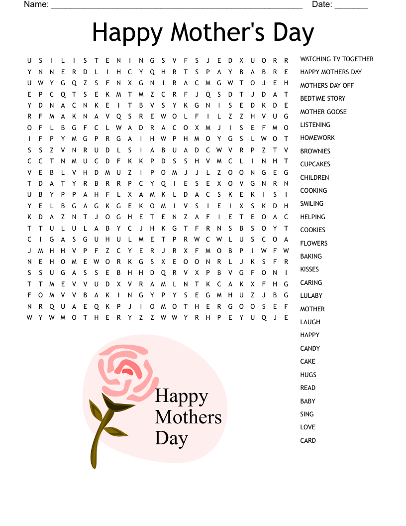 Happy Mothers Day Word Search WordMint Worksheets Library Happy Mothers Day Word Search WordMint Worksheets Library