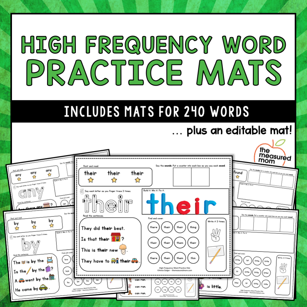 High Frequency Word Practice Mats 240 Words The Measured Mom