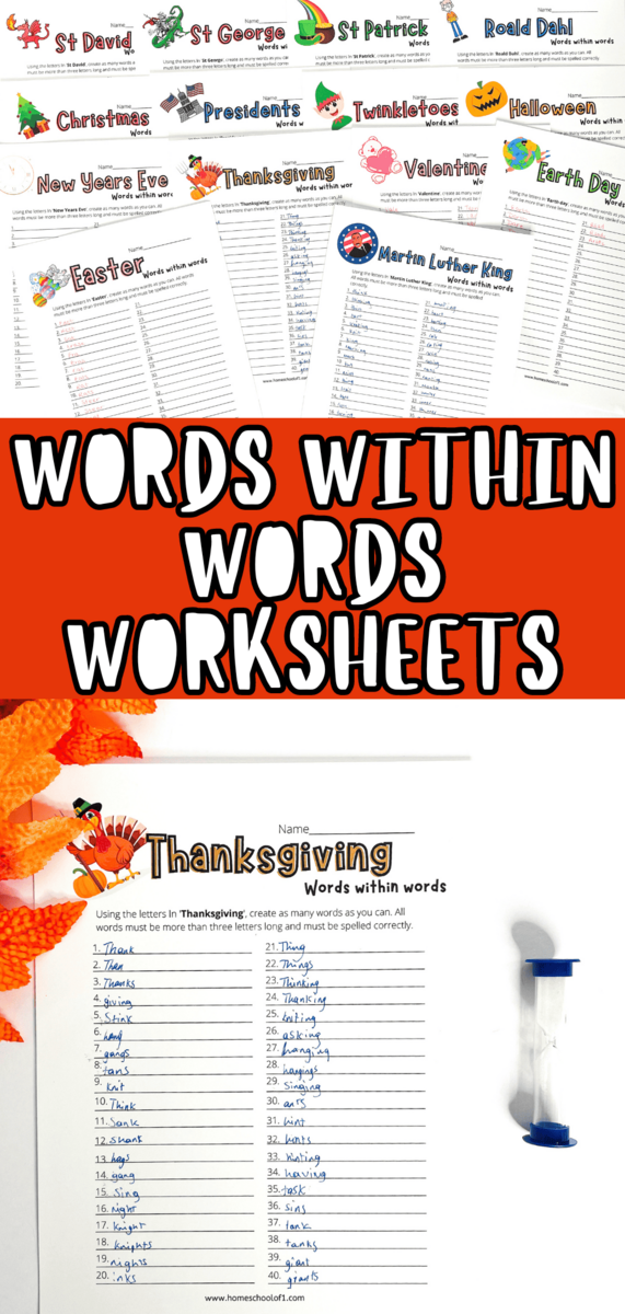 Holiday Finding Words Within Words Worksheet 14 Free