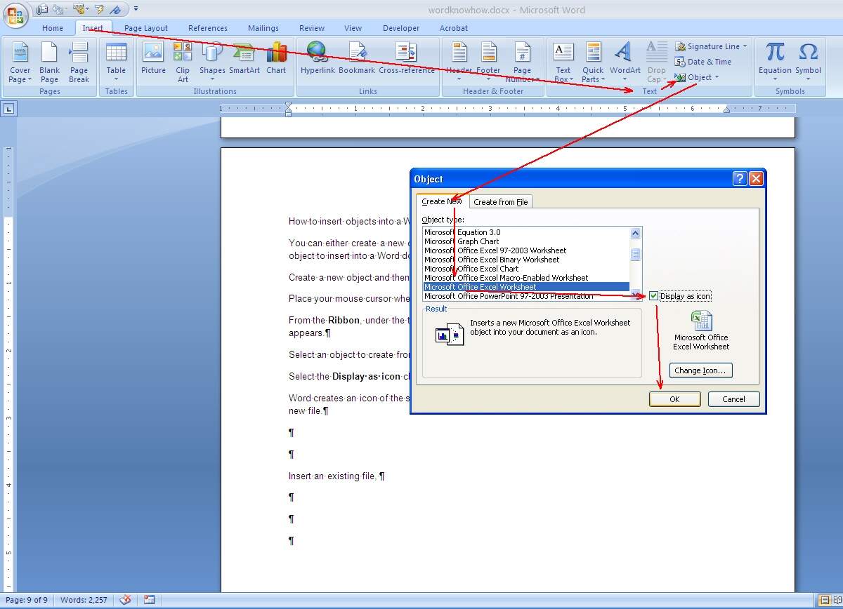 How To Insert Objects Into Word By Embedding Or Linking MS Word Know How