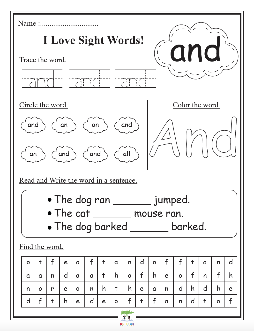 I Love Sight Words And Made By Teachers Free Kindergarten Sight Word Worksheets Printable