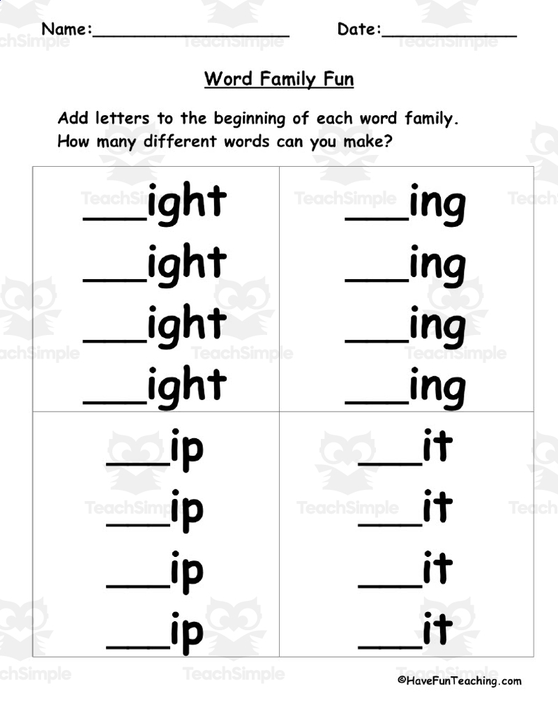 IGHT ING IP IT Word Family Fun Activity By Teach Simple IGHT ING IP IT Word Family Fun Activity By Teach Simple