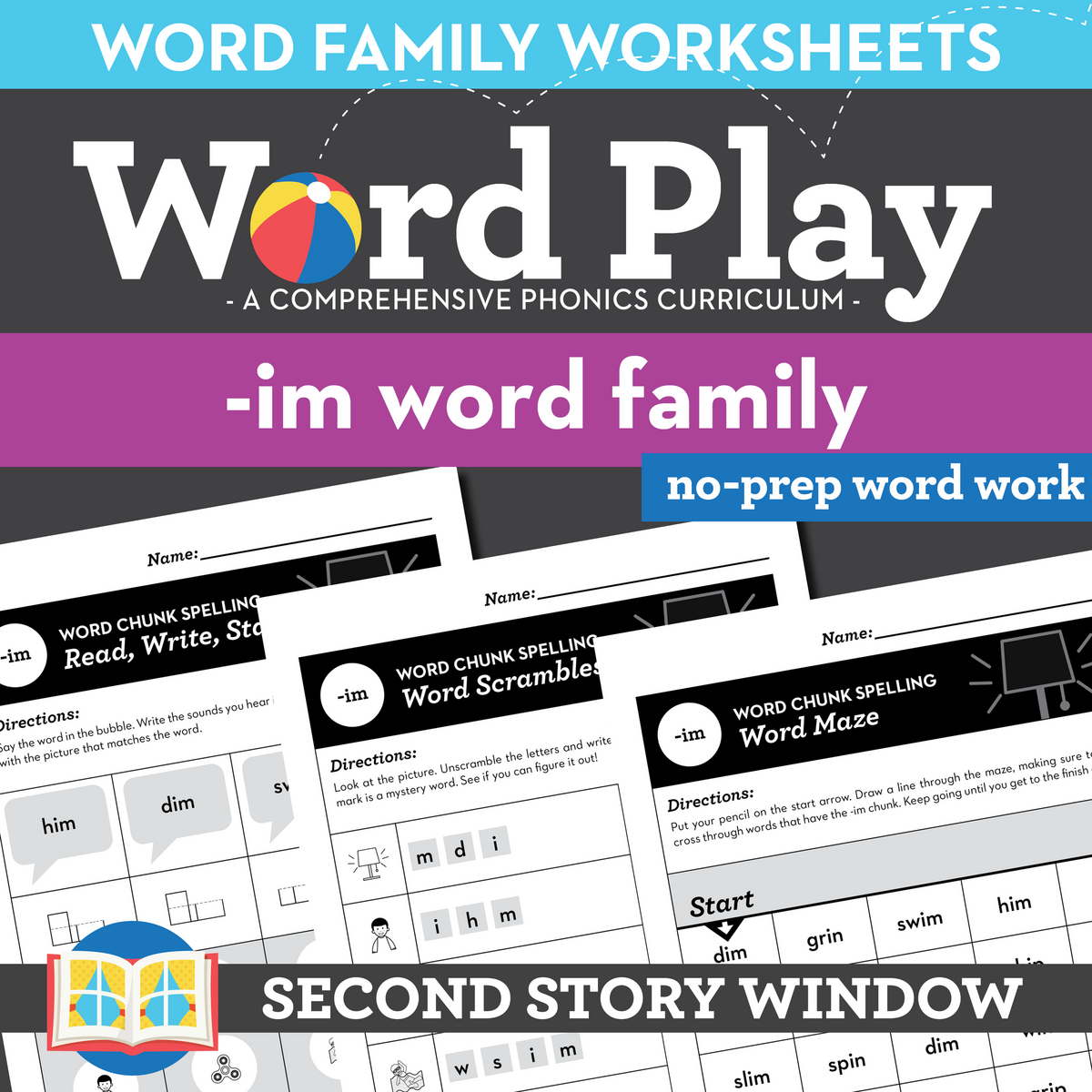 Im Word Family Worksheets No Prep Short Vowel I Chunk Spelling Second Story Window English For Kids Step By Step Word Families Worksheets Am Words Free PDF