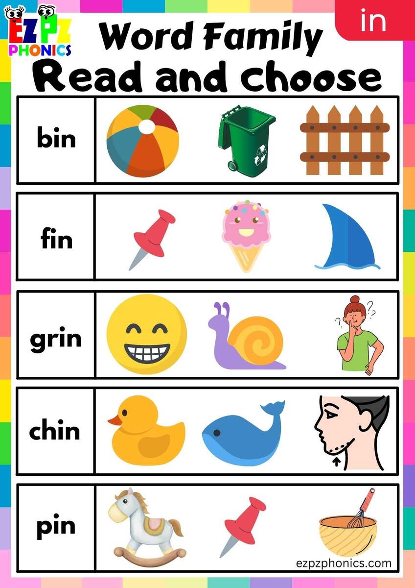 IN Words Read And Choose Phonics Word Families Worksheet Ezpzphonics IN Words Read And Choose Phonics Word Families Worksheet Ezpzphonics