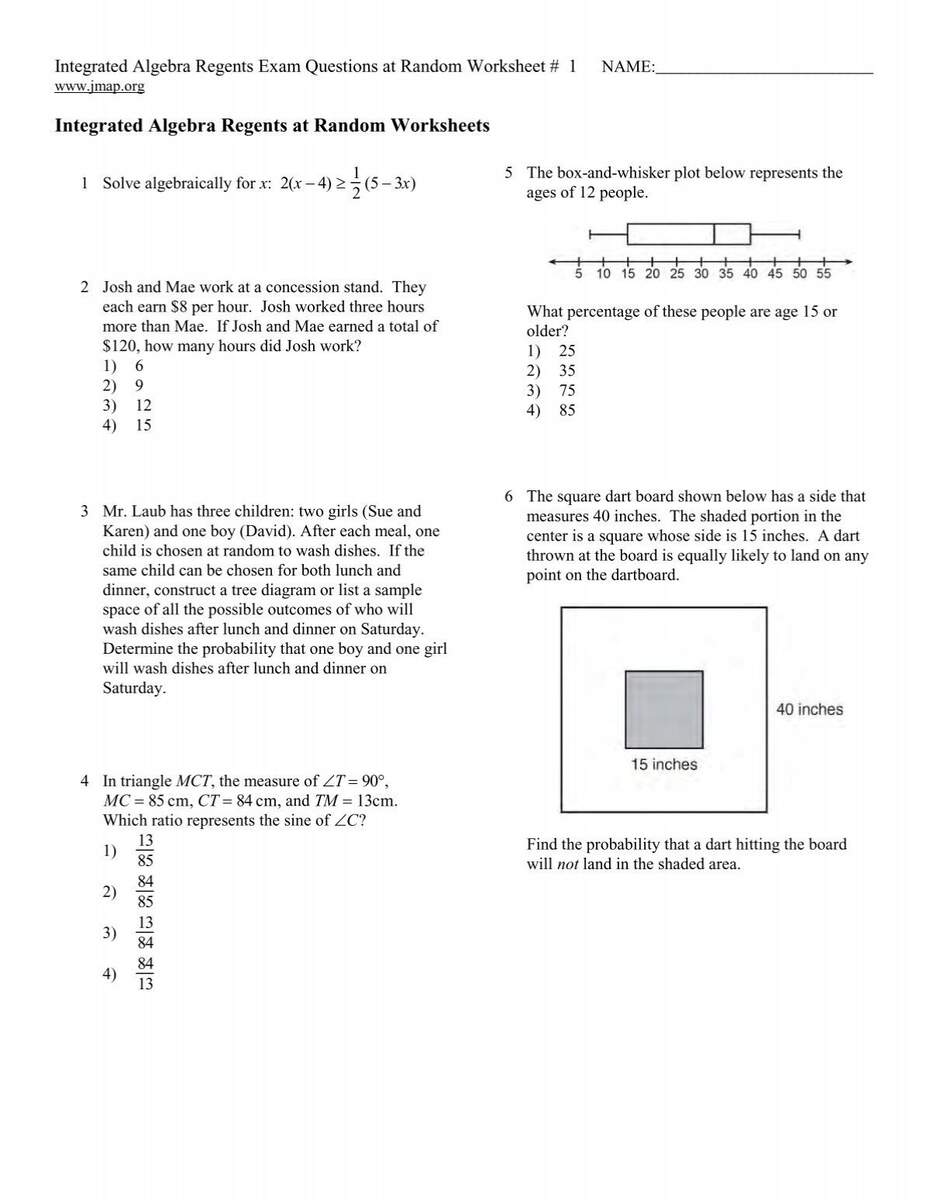 Integrated Algebra Regents At Random Worksheets Integrated Algebra Regents At Random Worksheets